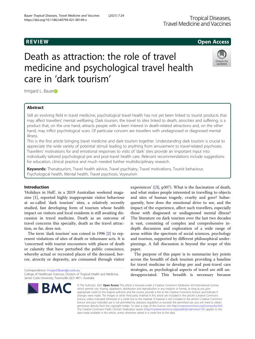 PDF) Death as attraction the role of travel medicine and psychological travel health care in dark tourism