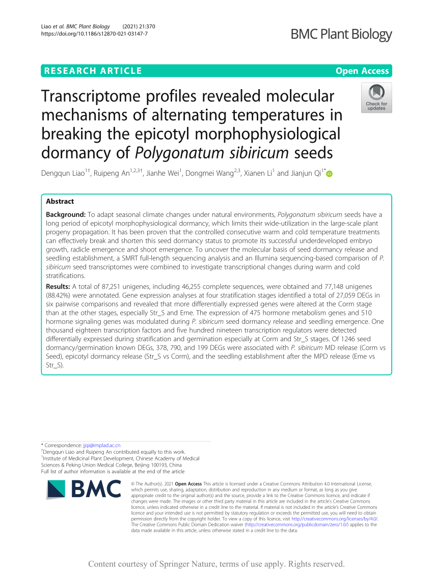 (PDF) Transcriptome profiles revealed molecular mechanisms of 