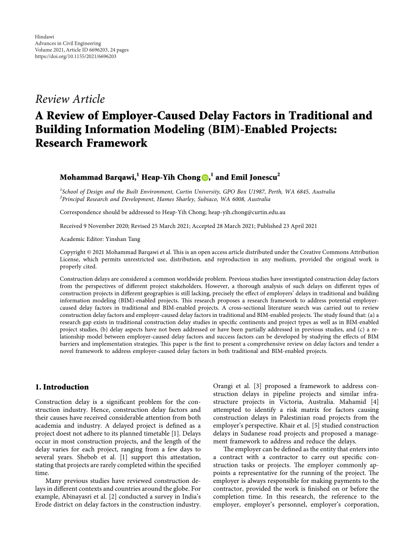 Pdf A Review Of Employer Caused Delay Factors In Traditional And Building Information Modeling Bim Enabled Projects Research Framework