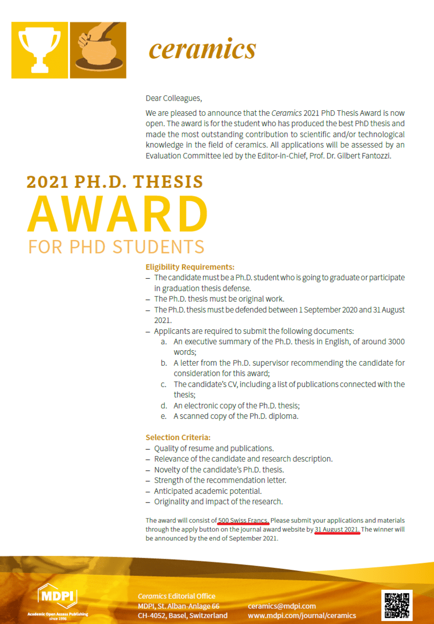 phd thesis award 2021