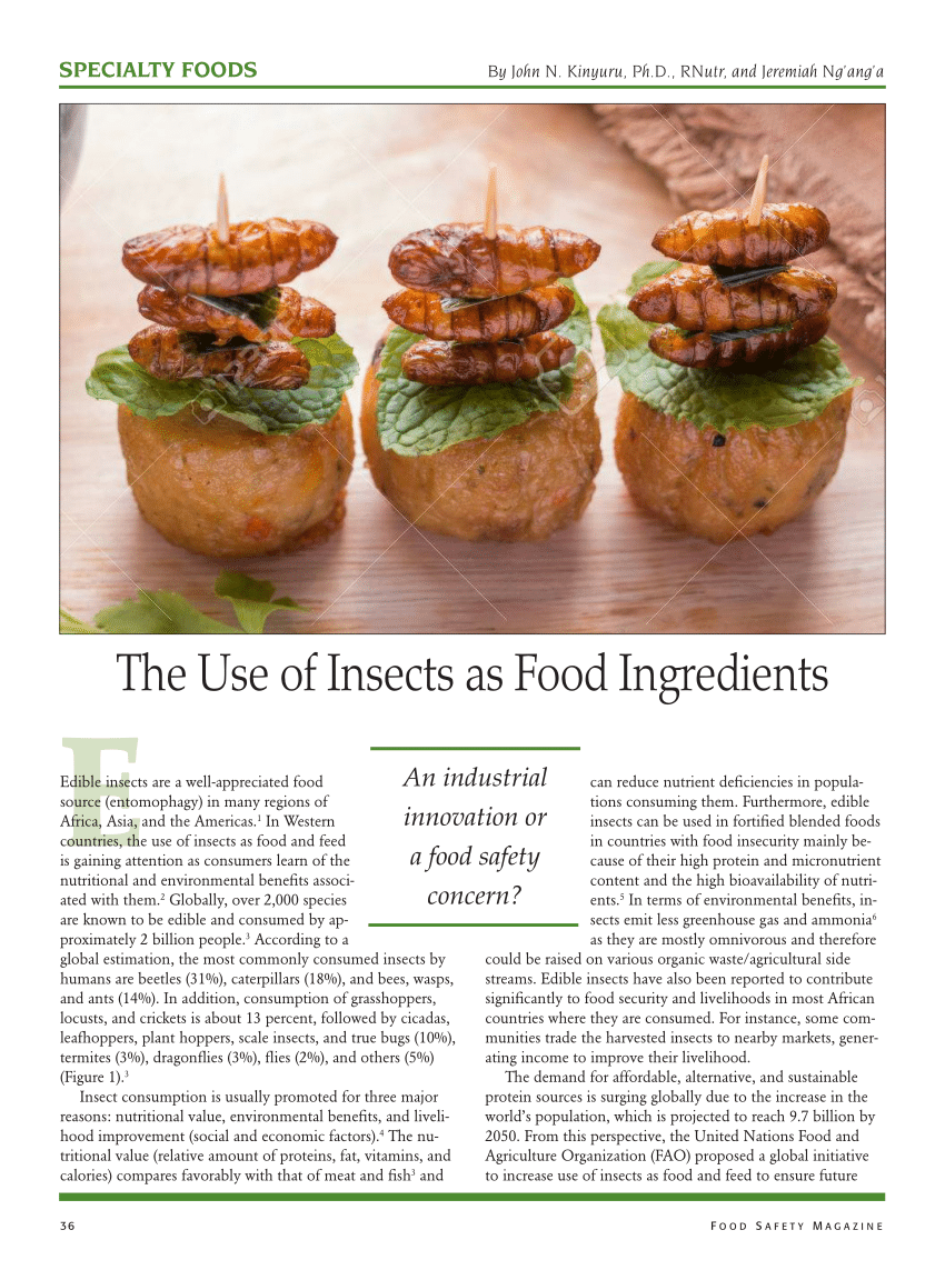 (PDF) The Use of Insects as Food Ingredients. Specialty Foods.