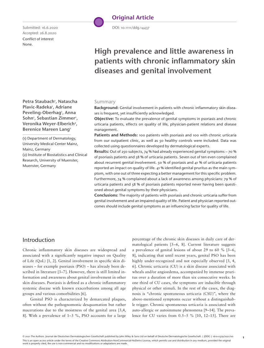 PDF High prevalence and little awareness in patients with chronic  