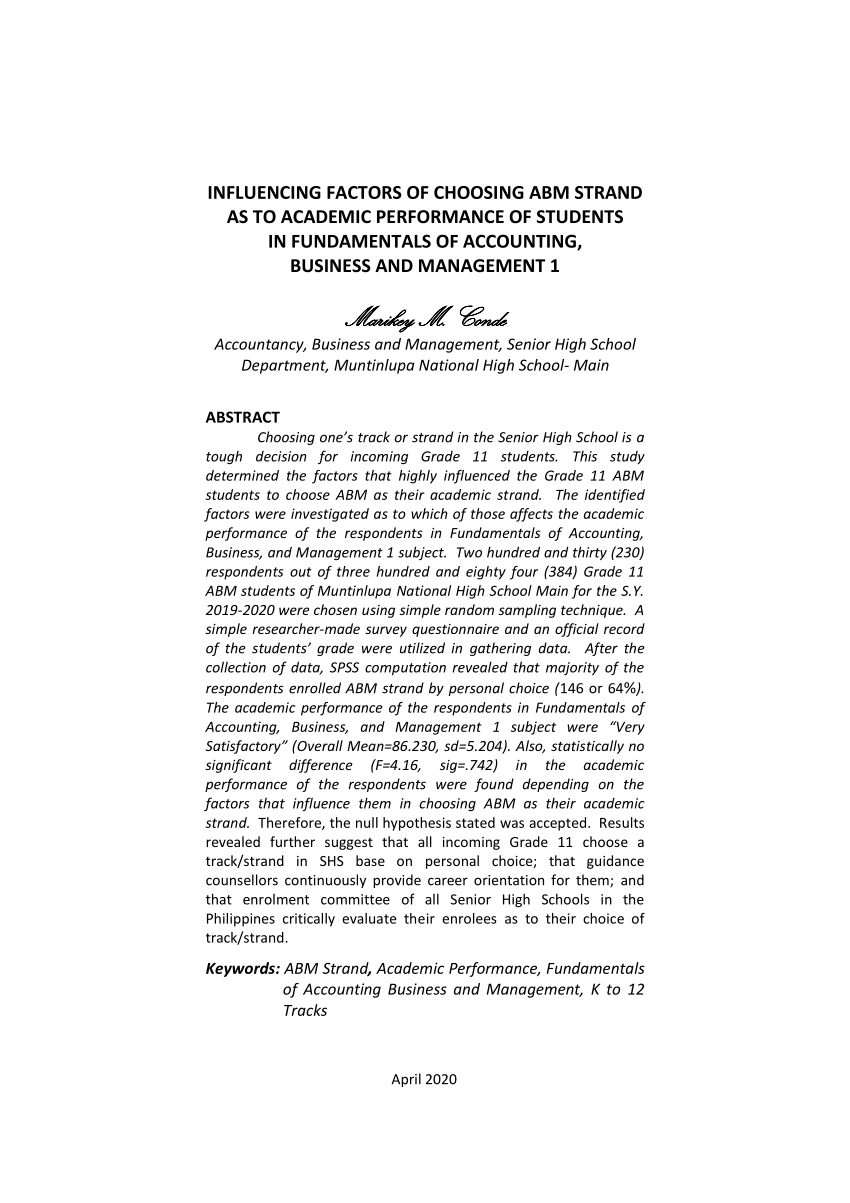 qualitative research paper about abm strand pdf