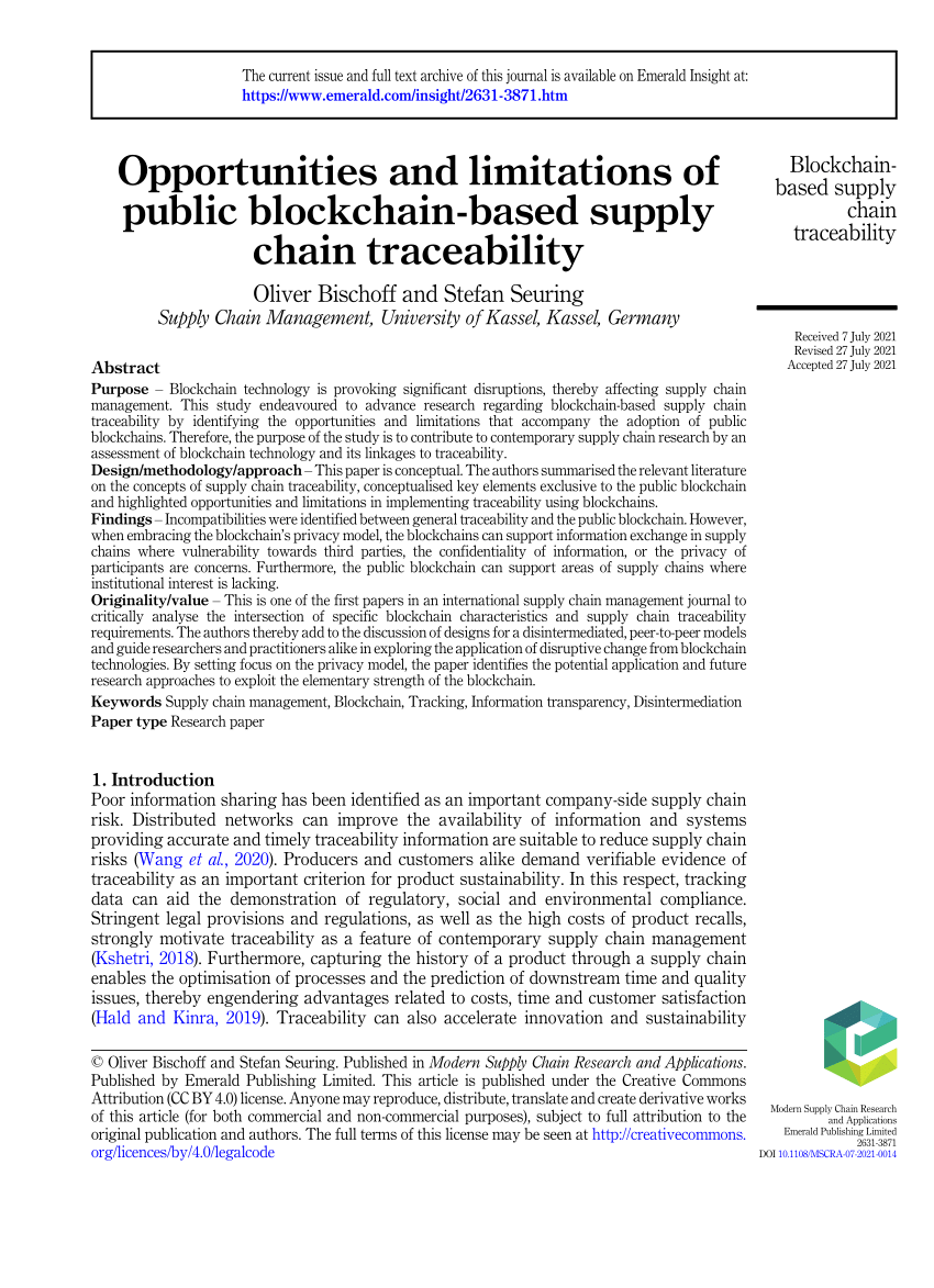 NIST Releases Study on Blockchain and Related Technologies for  Manufacturing Supply Chain Traceability