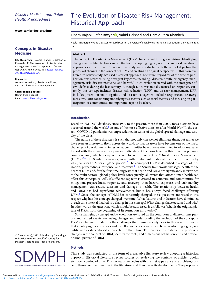 disaster risk management research paper