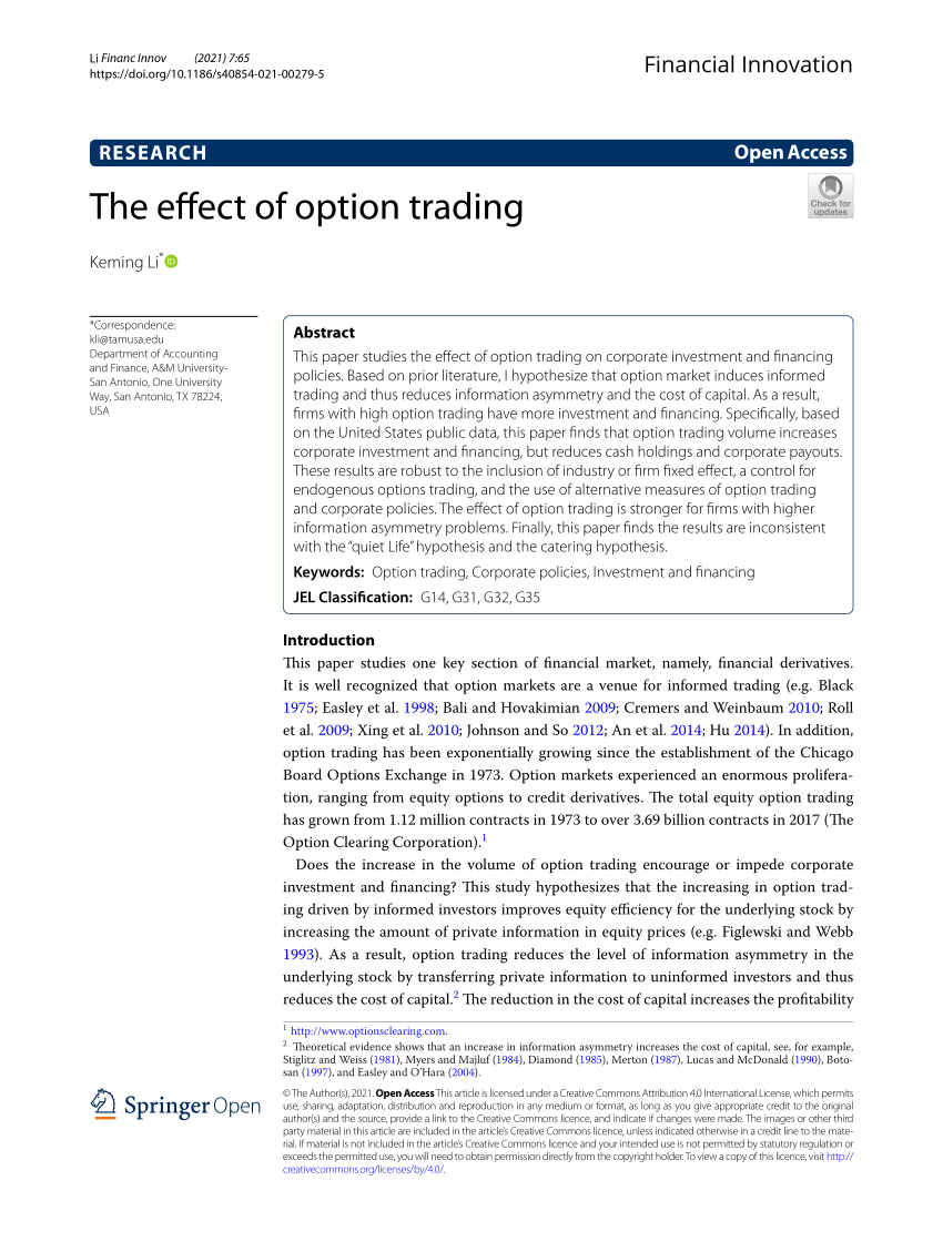 research paper on option trading