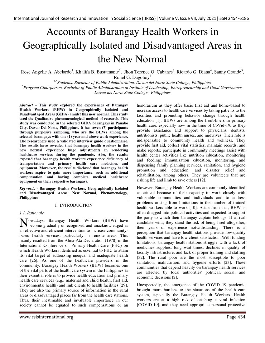 barangay health workers research paper