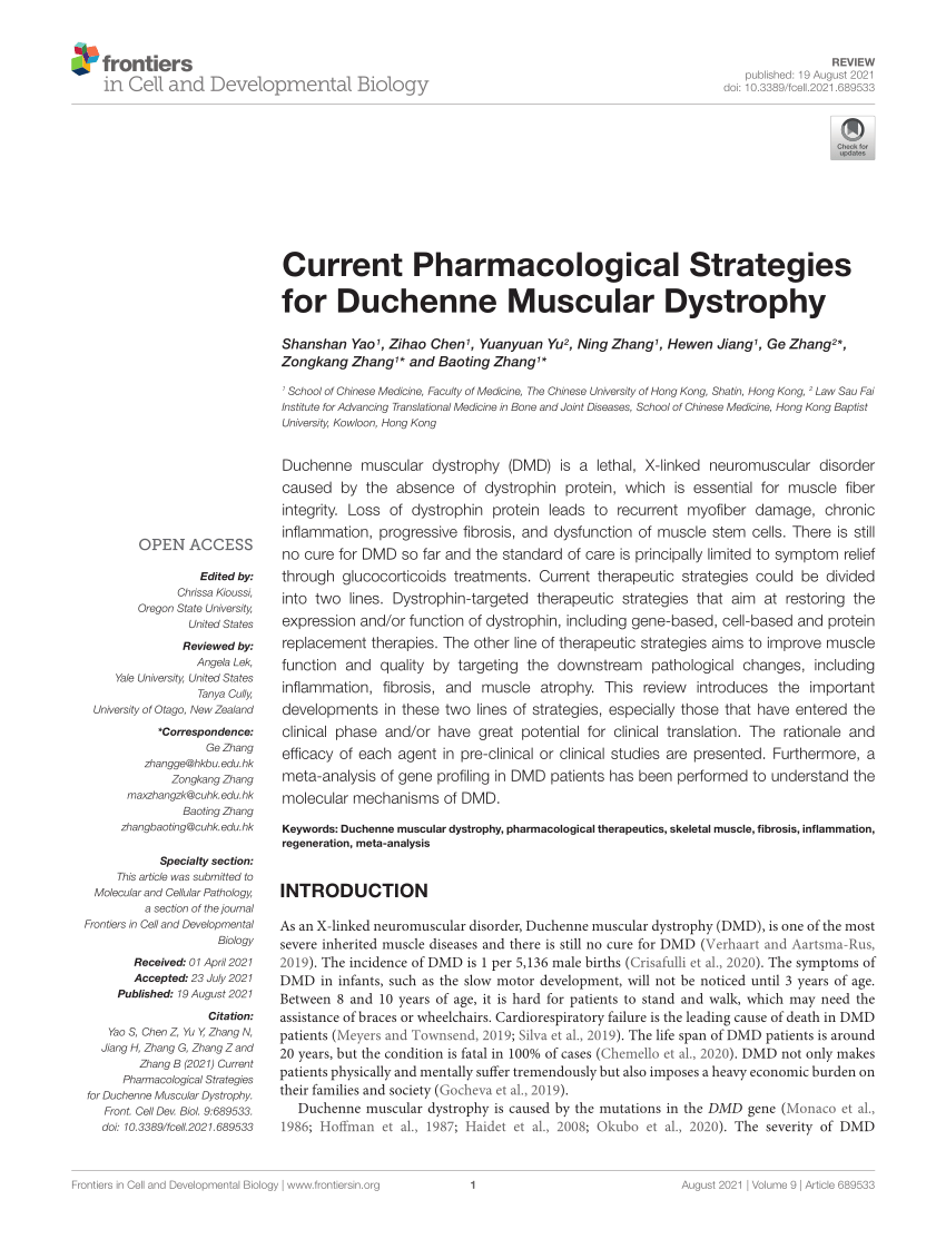 Frontiers  Current Pharmacological Strategies for Duchenne