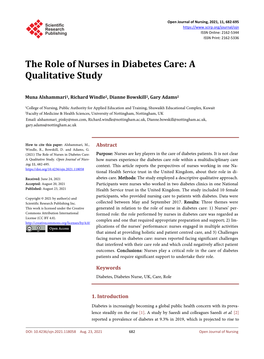 nursing research topics about diabetes