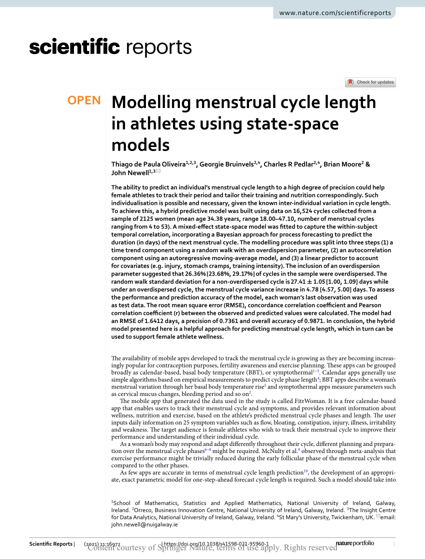 Menstrual bleeding, cycle length, and follicular and luteal phase lengths  in women without known subfertility: A pooled analysis of three cohorts -  Najmabadi - 2020 - Paediatric and Perinatal Epidemiology - Wiley Online  Library