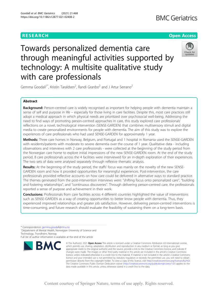 Meaningful Activity for Long-Term Care Residents with Dementia: A