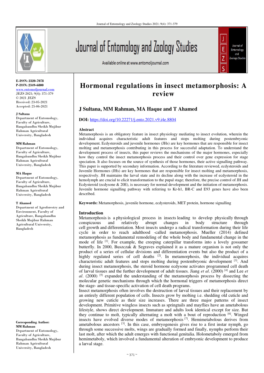 (PDF) Hormonal regulations in insect metamorphosis: A review