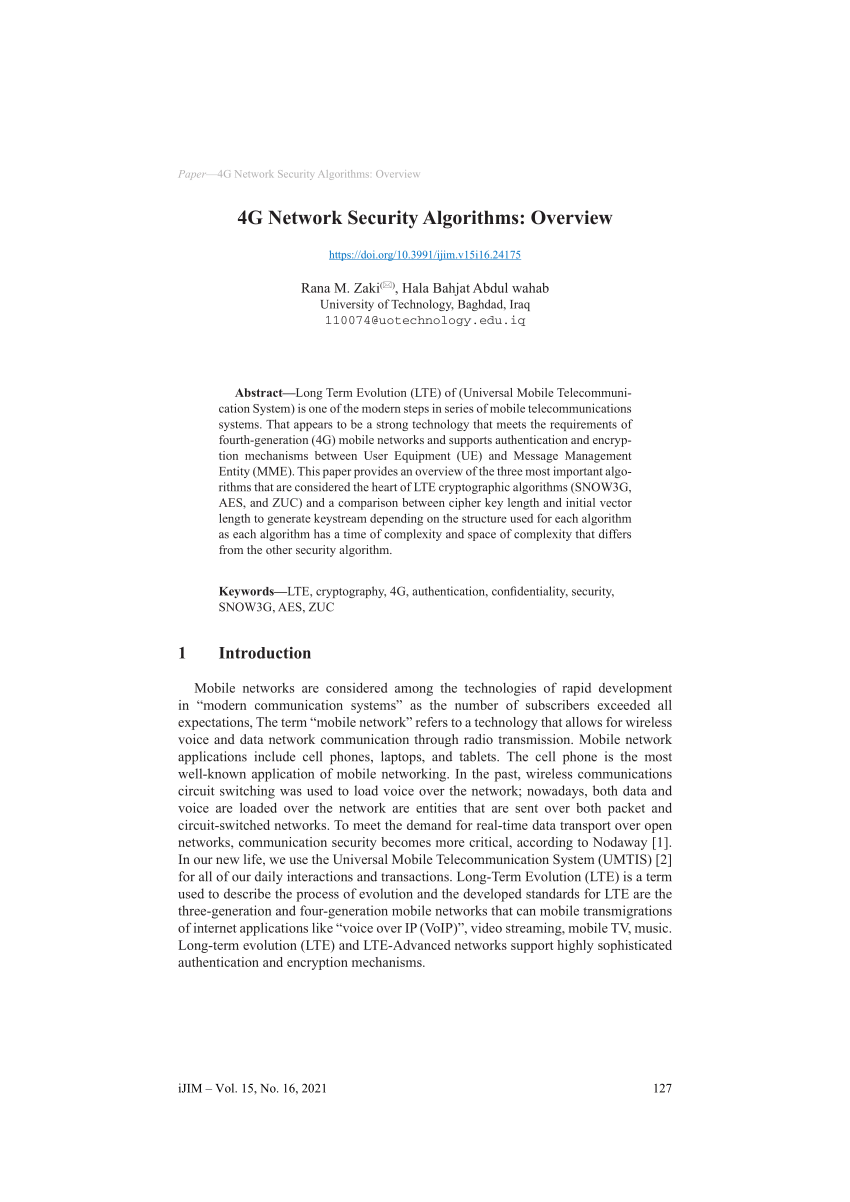 research paper on network security algorithm