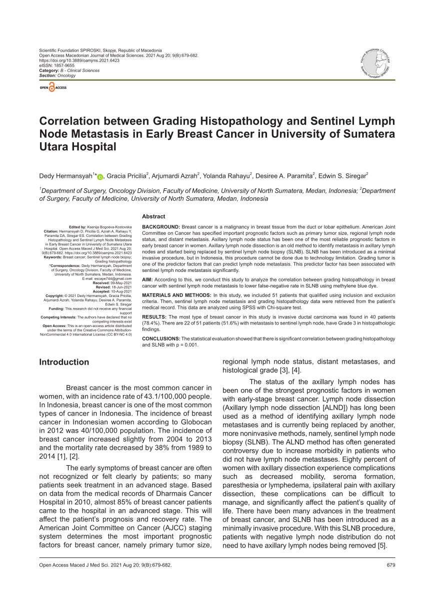 PDF Correlation between Grading Histopathology and Sentinel Lymph  