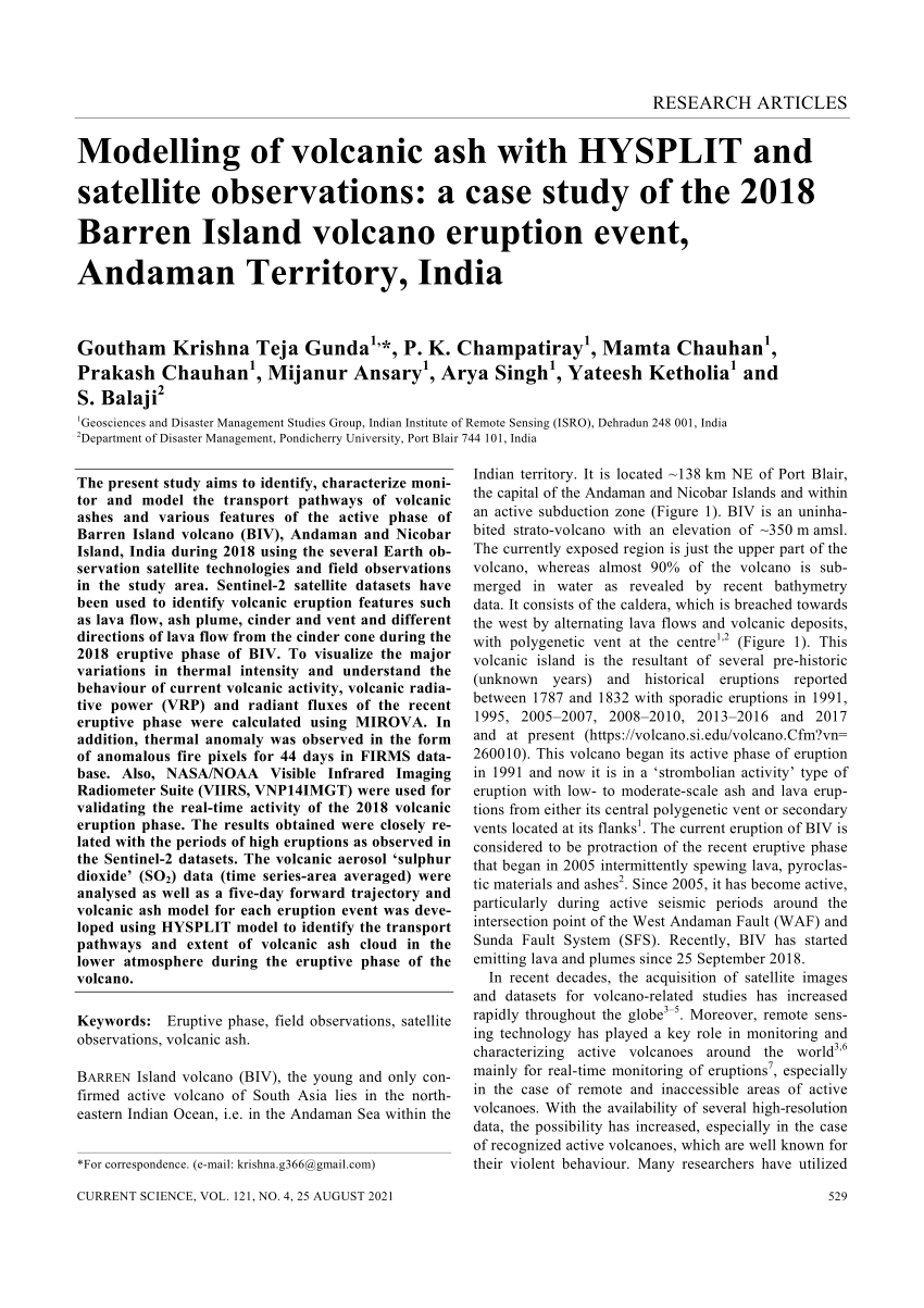 case study of volcanic eruption in india