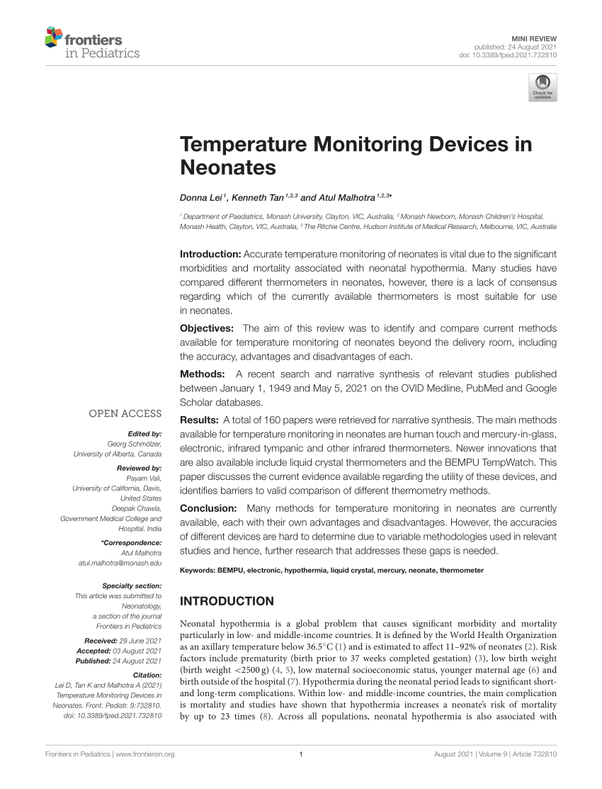 Wearable device for tracking temperature of paediatric blood