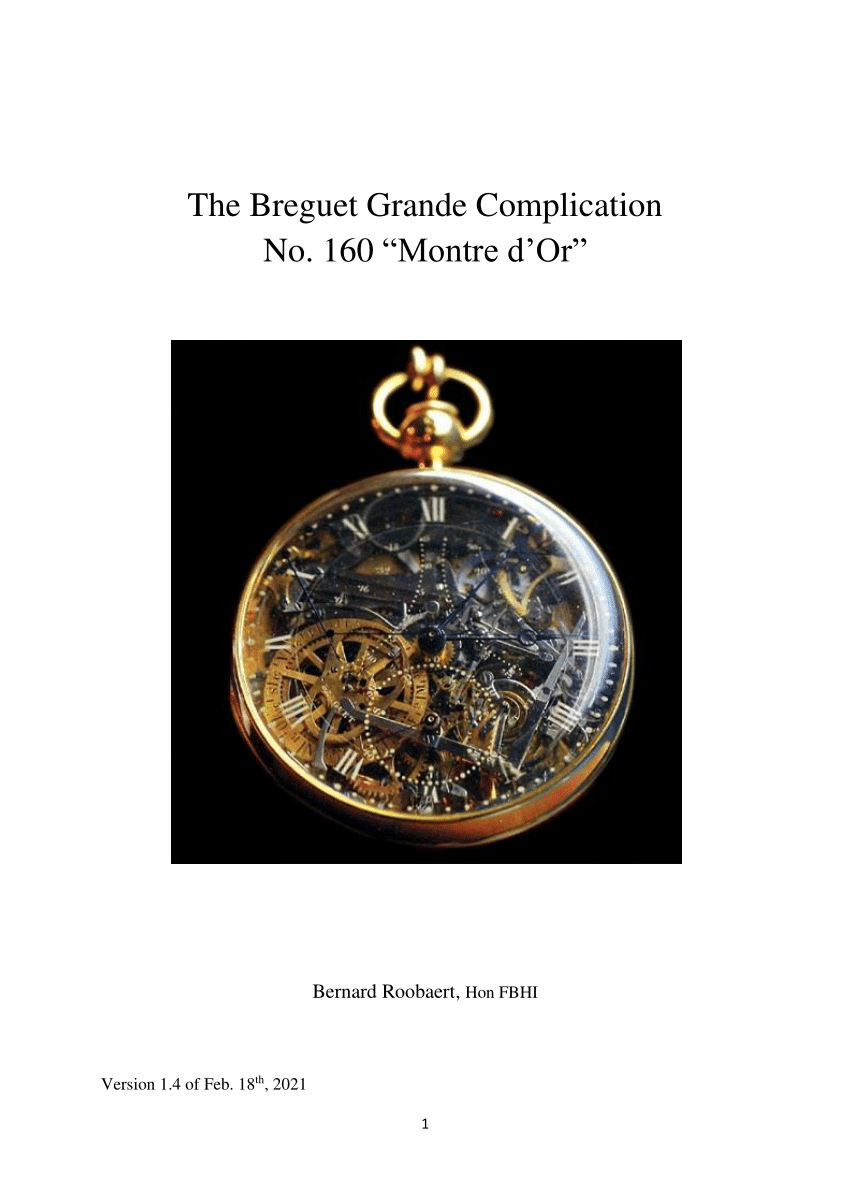 PDF) The Breguet Grande Complication No. 160 Montre d'Or