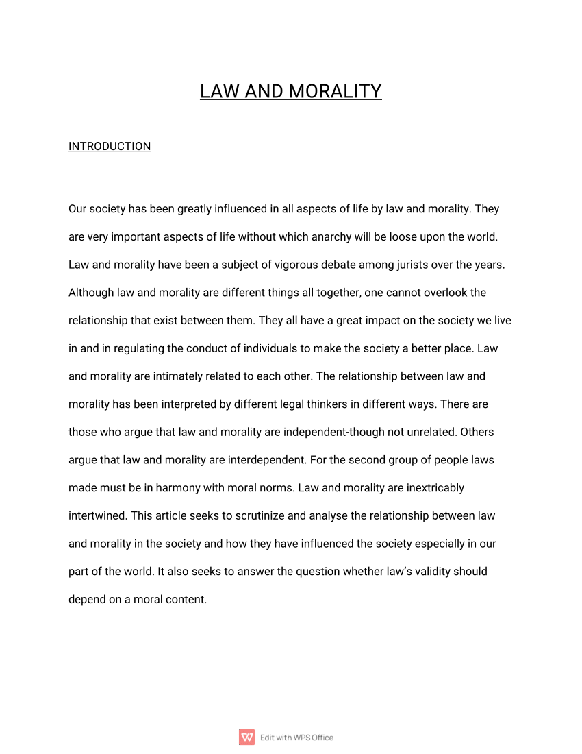 the law should enforce morality essay