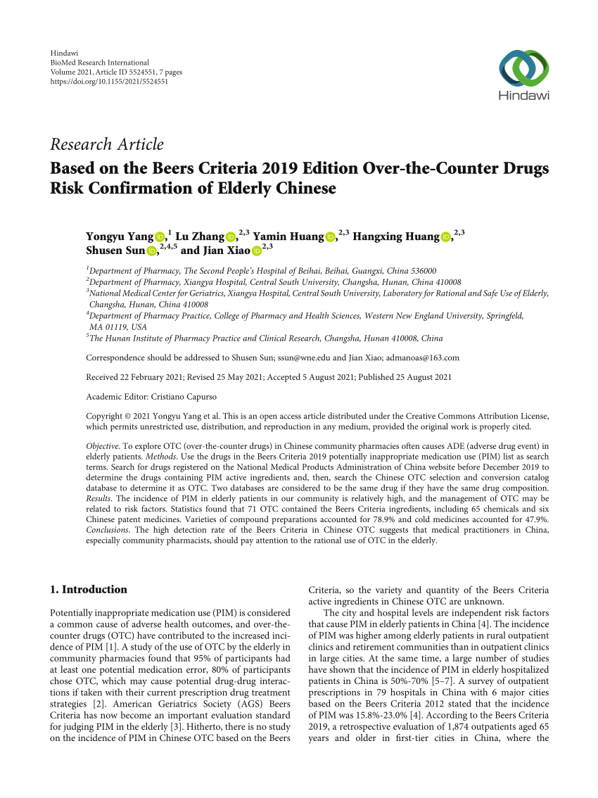 (PDF) Based on the Beers Criteria 2019 Edition OvertheCounter Drugs