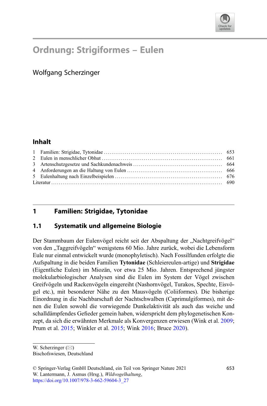 Eulen – Strigiformes Ordnung: PDF)