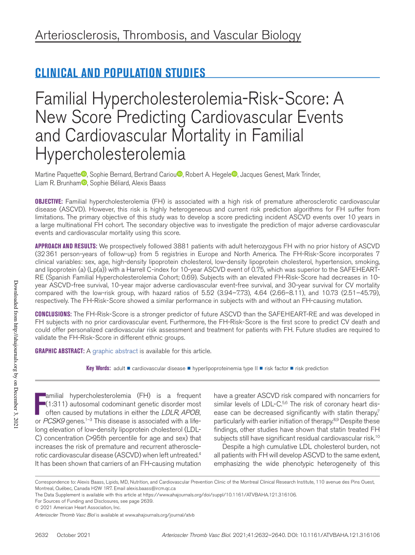 Pdf Familial Hypercholesterolemia Risk Score A New Score Predicting Cardiovascular Events And 4848