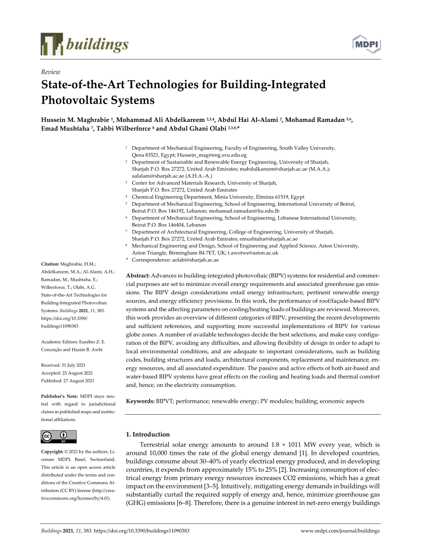 PDF) State-of-the-Art Technologies for Building-Integrated