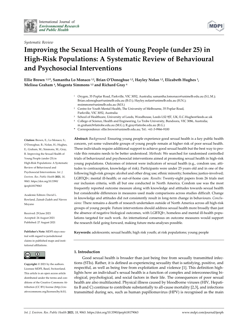 PDF Improving the Sexual Health of Young People under 25 in