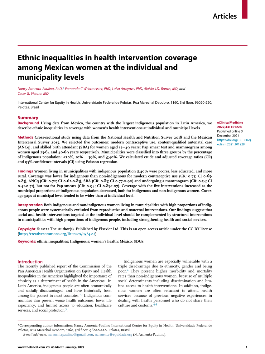 Ethnic inequalities in health intervention coverage among Mexican