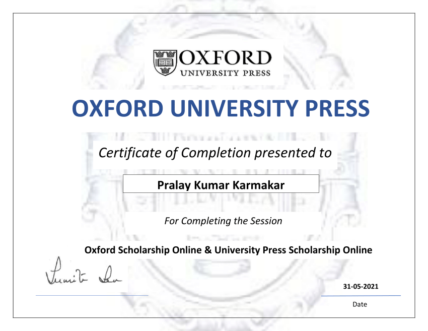 Pdf Certificate Of Completion Presented To Me By Oxford University Press