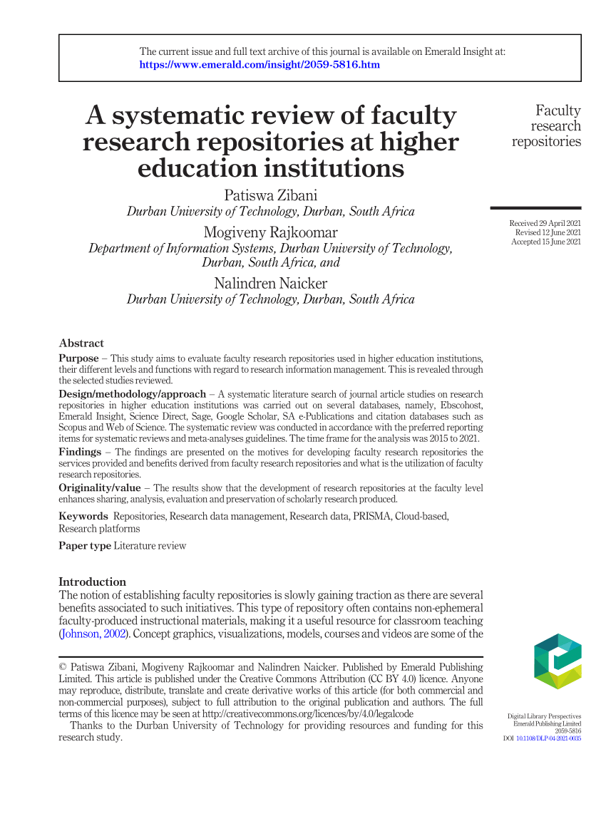 systematic review higher education institutions