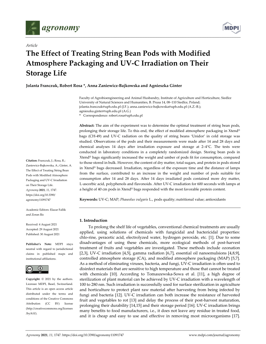 (PDF) The Effect of Treating String Bean Pods with Modified Atmosphere ...