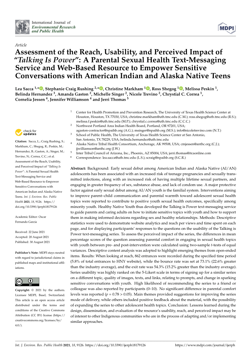 PDF Assessment of the Reach Usability and Perceived Impact of