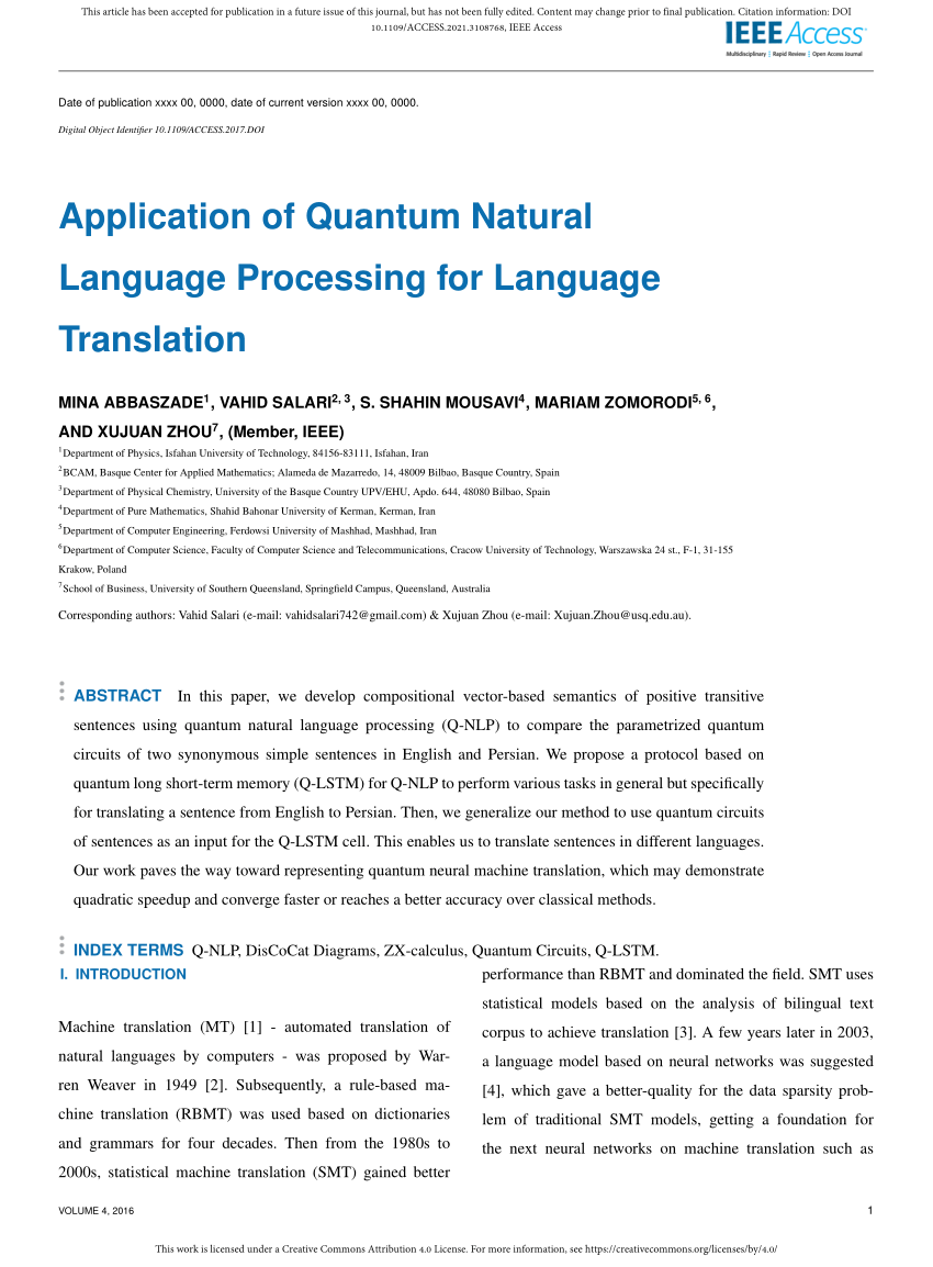 PDF) Application of Quantum Natural Language Processing for 