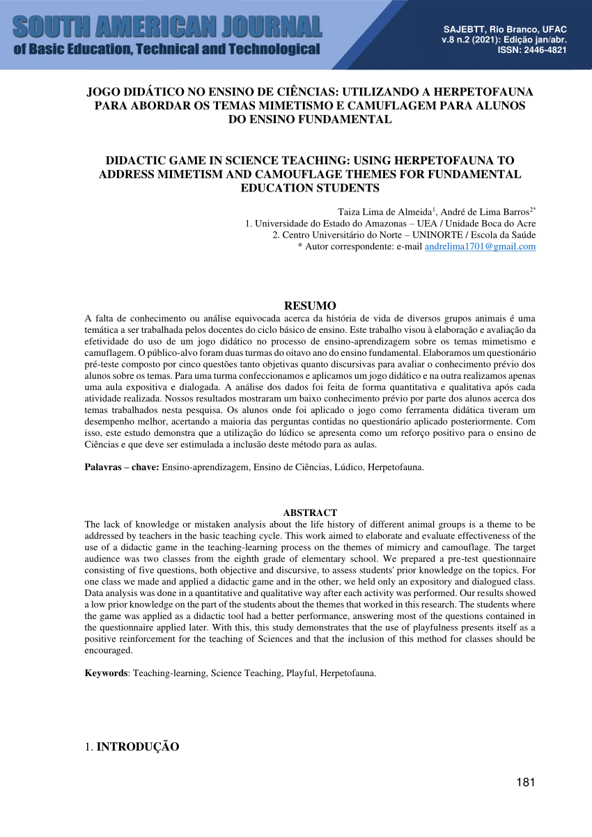 Jogo Cobra. Fonte: Elaborado pelos discentes da disciplina, 2020