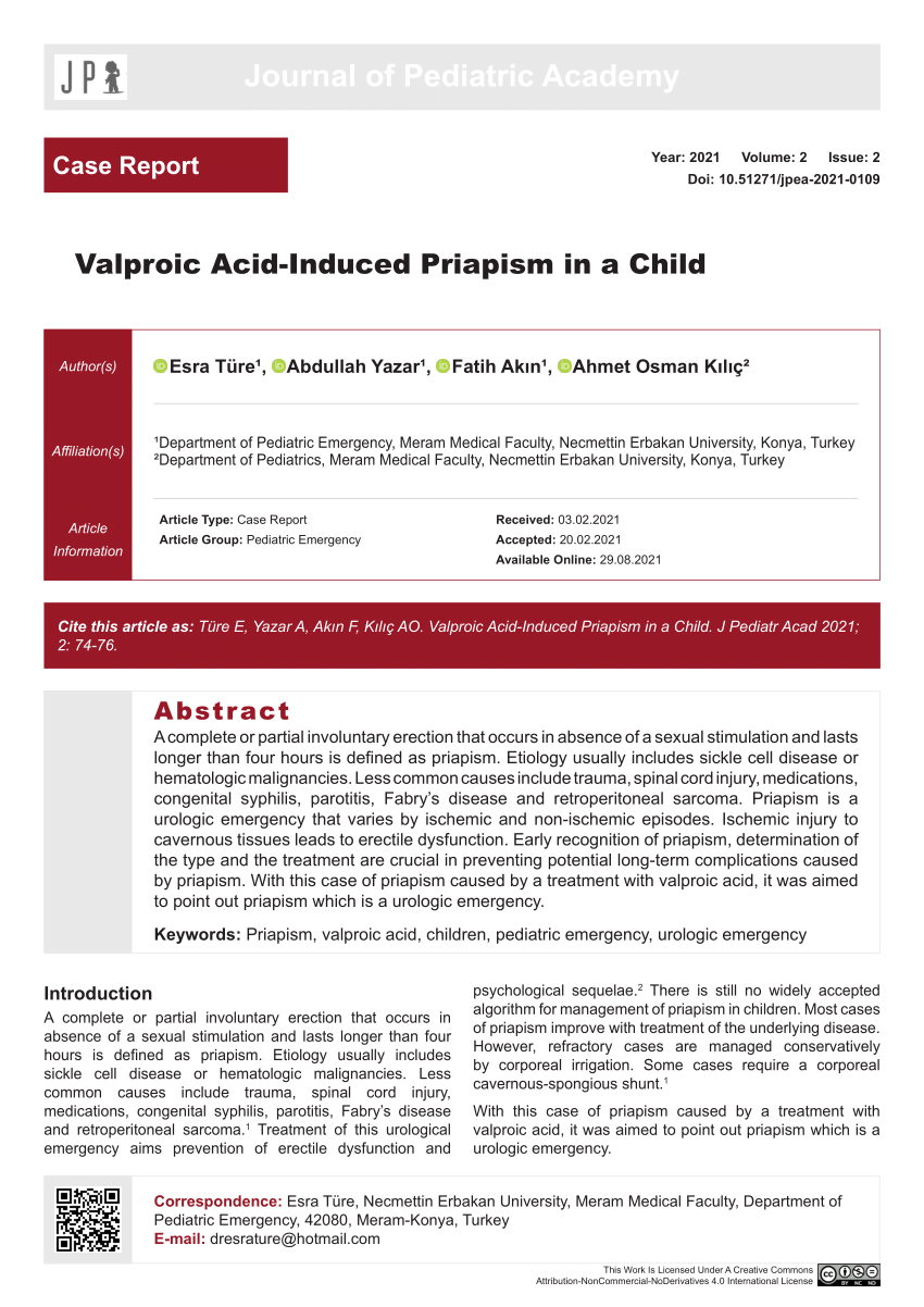 PDF Valproic Acid Induced Priapism in a Child