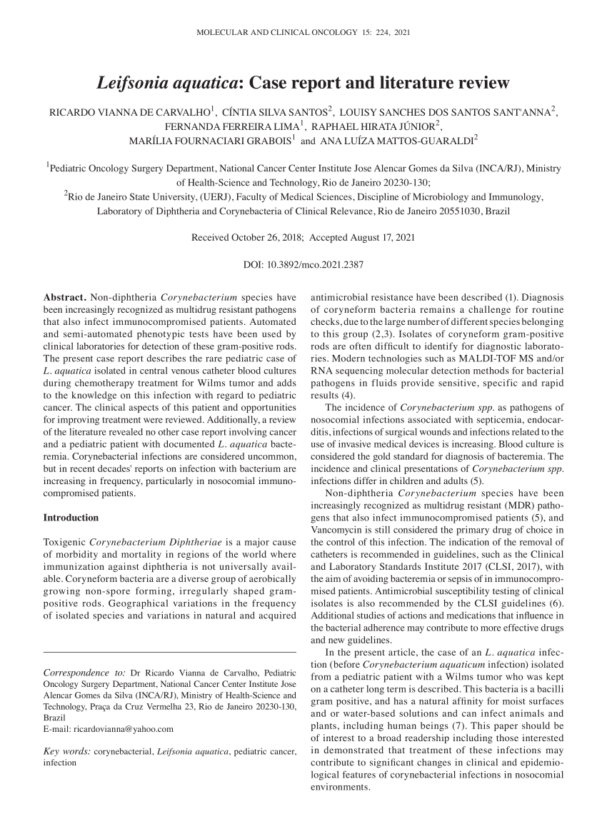 leifsonia aquatica case report and literature review