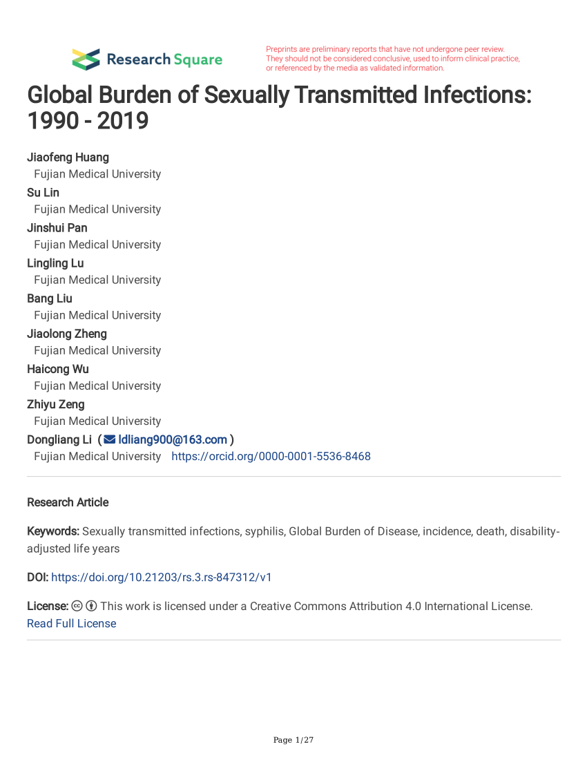 Pdf Global Burden Of Sexually Transmitted Infections 1990 2019 6658