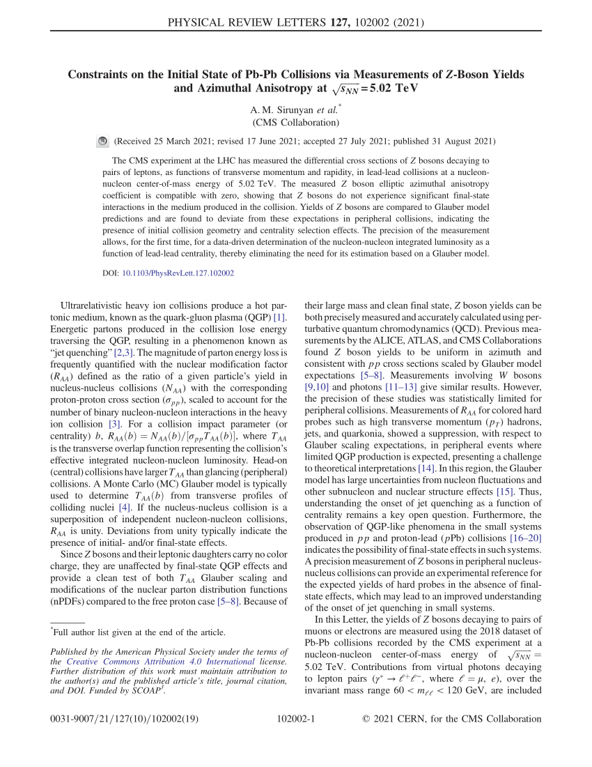 PDF Constraints on the Initial State of Pb Pb Collisions via  