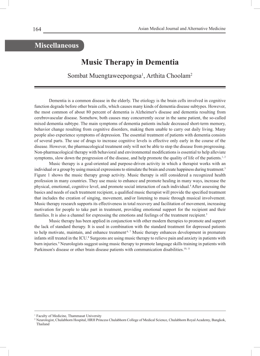 music therapy dementia dissertation