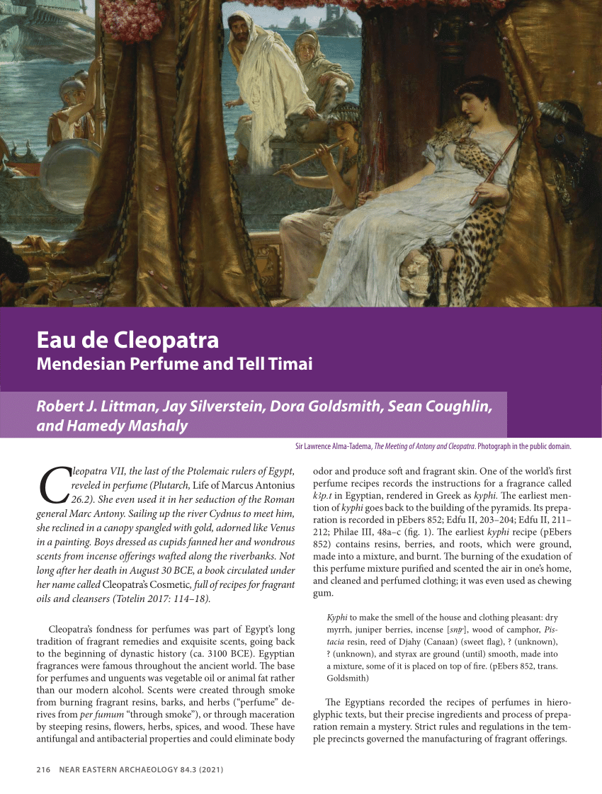 PDF) Eau de Cleopatra: Mendesian Perfume and Tell Timai