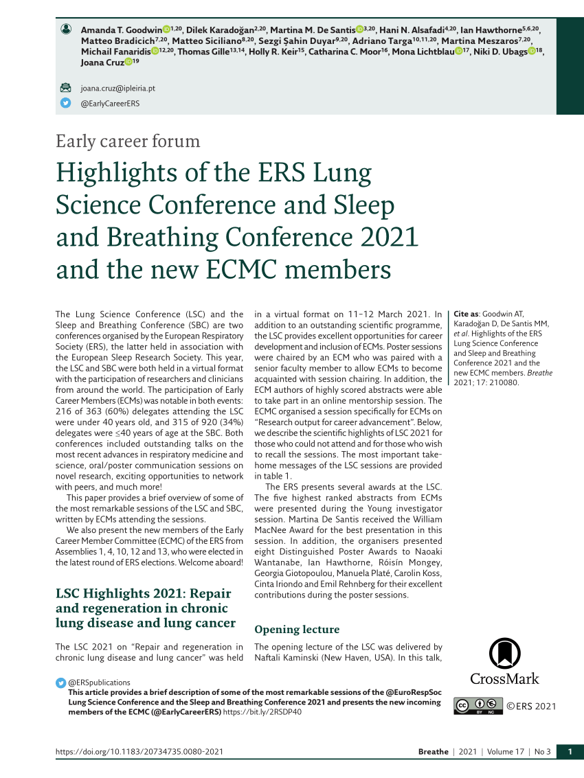 (PDF) Highlights of the ERS Lung Science Conference and Sleep and