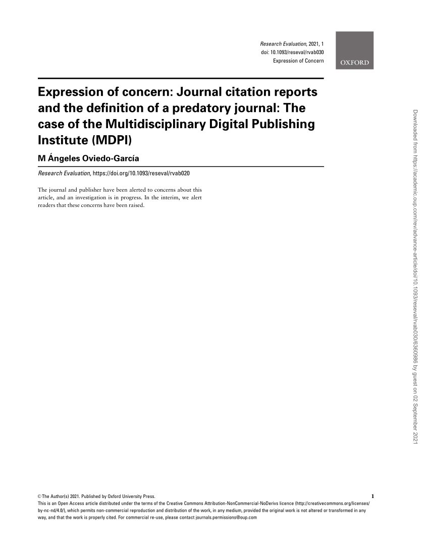 (PDF) Expression of concern Journal citation reports and the