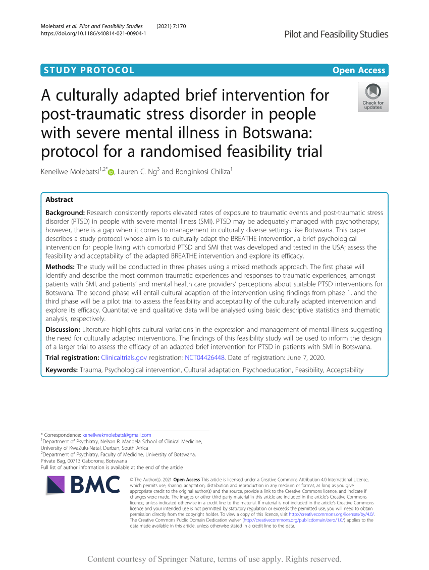 PDF) A culturally adapted brief intervention for post-traumatic