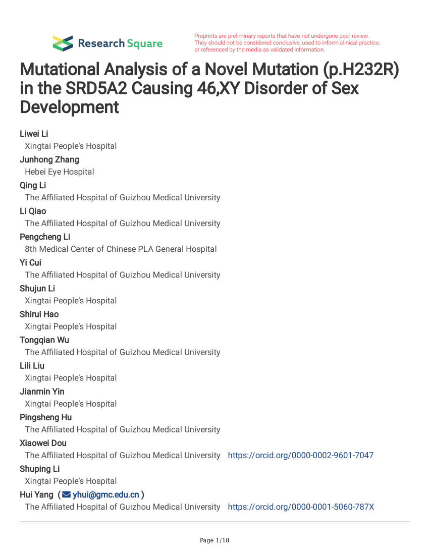 Pdf Mutational Analysis Of A Novel Mutation Ph232r In The Srd5a2 Causing 46xy Disorder Of 