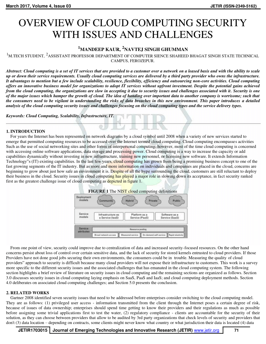 security issues in cloud computing research paper 2021