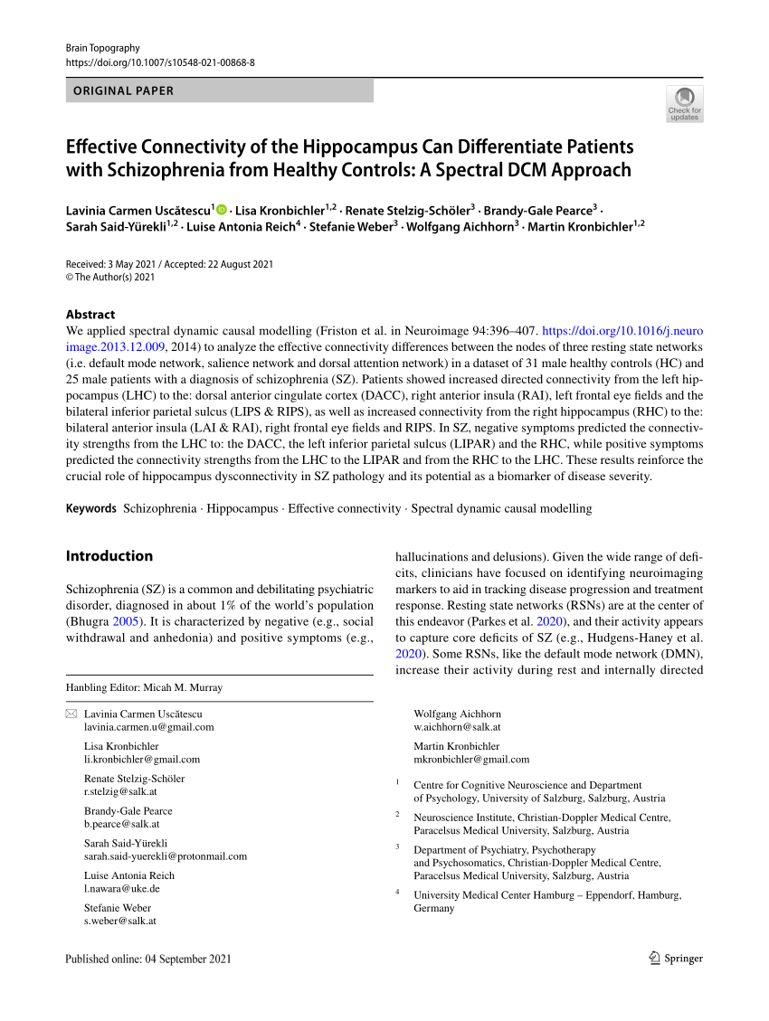 PDF) Effective Connectivity of the Hippocampus Can Differentiate 