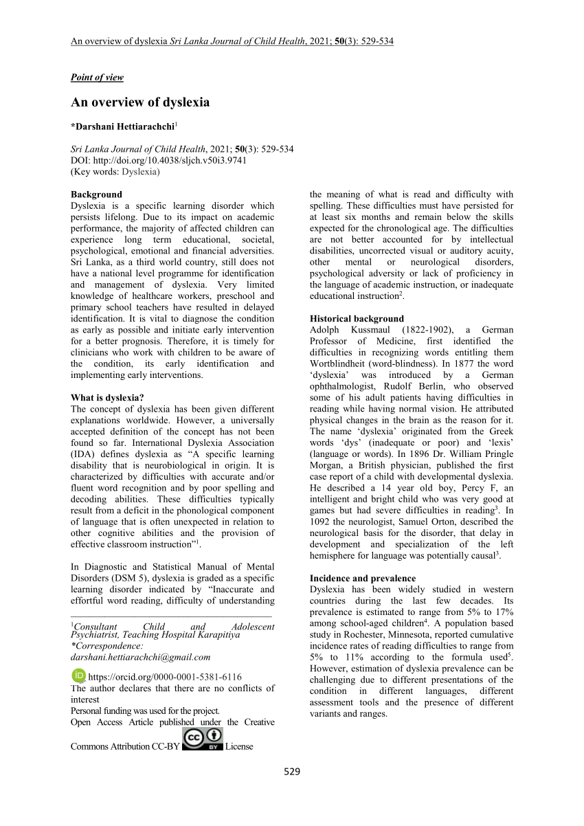 dyslexia research paper