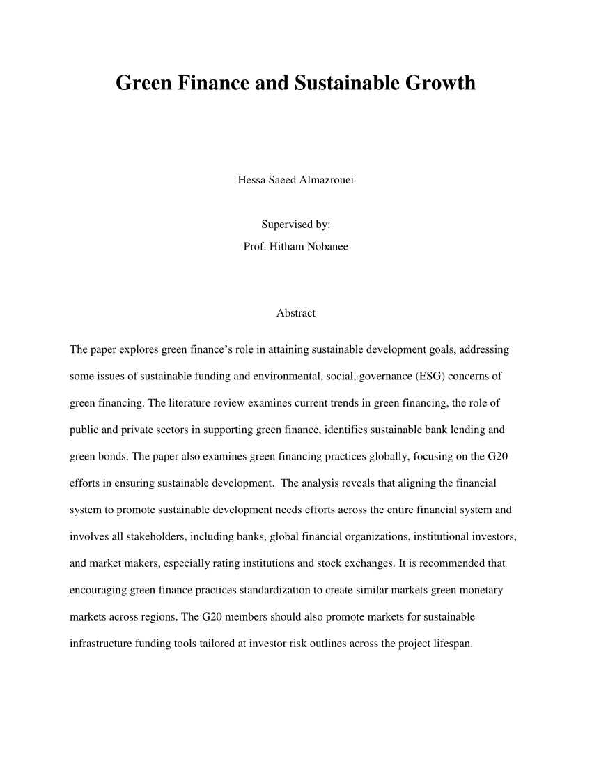 thesis on green finance