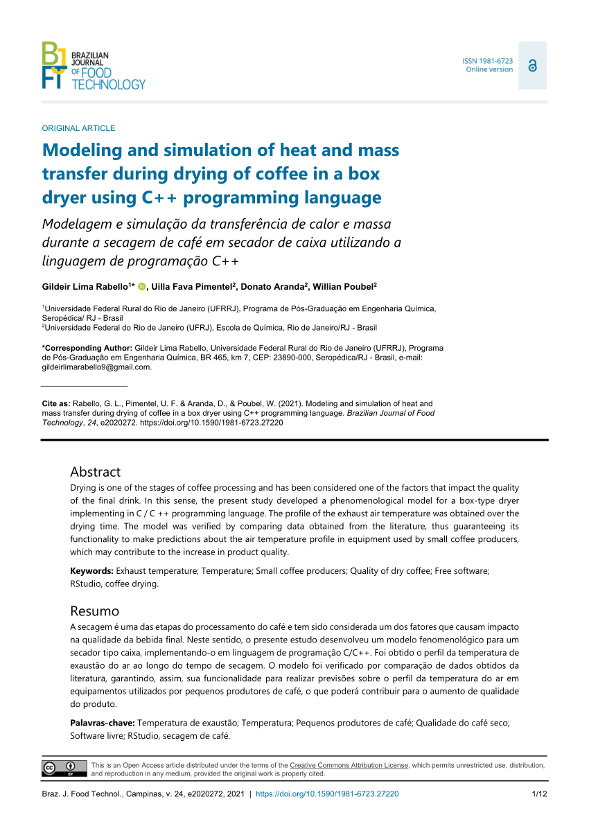 PDF) Modeling and simulation of heat and mass transfer during 