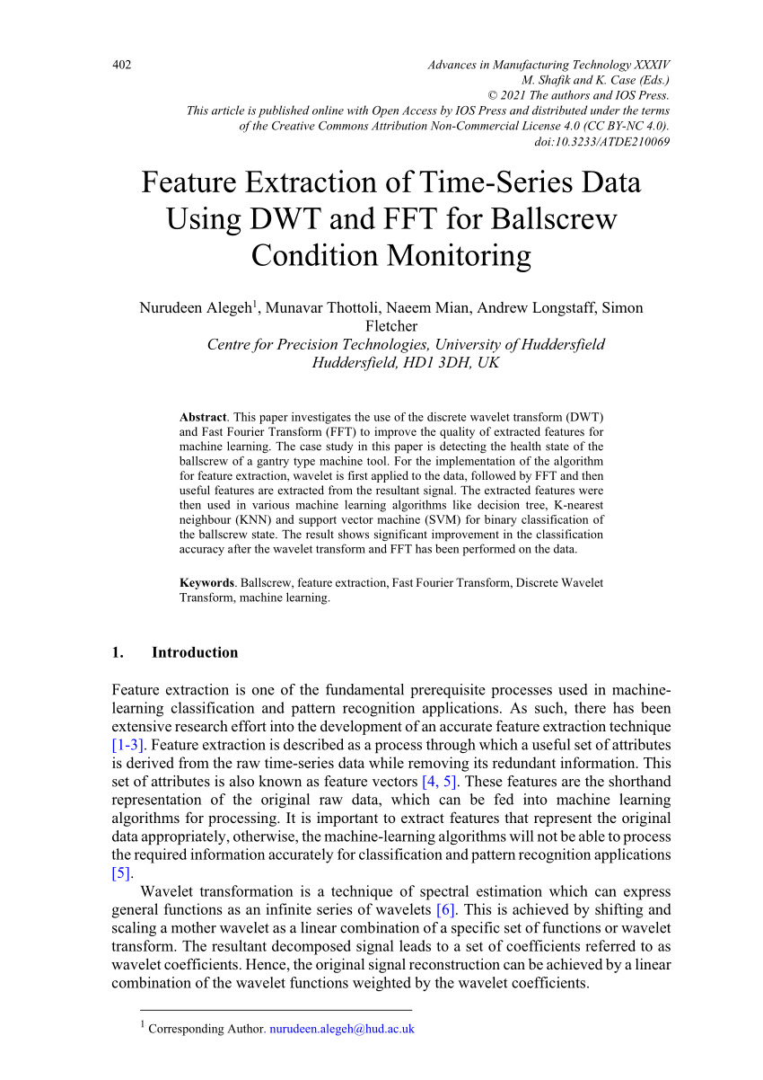 (PDF) Feature Extraction of Time-Series Data Using DWT and FFT for ...